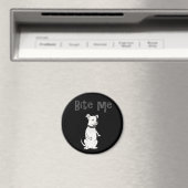 Aimant Drôle blanc américain Bulldog Bite me Cartoon (In Situ (Lave-vaisselle))