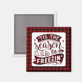 Aimant Drôle Buffle Rouge Plaid Tis Season Noël (Recto/Verso)