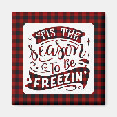 Aimant Drôle Buffle Rouge Plaid Tis Season Noël (Devant)