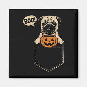 Aimant Drôle Carlin Halloween mignon Carlin Poche de chie