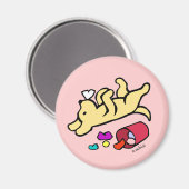 Aimant Drôle Carton du Labrador Jaune (Recto/Verso)