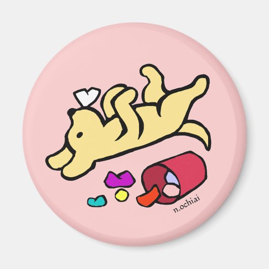 Aimant Drôle Carton du Labrador Jaune (Devant)