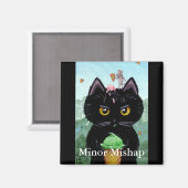 Aimant Drôle Cartoon mignon Chat noir souris Créationarts (Recto/Verso)