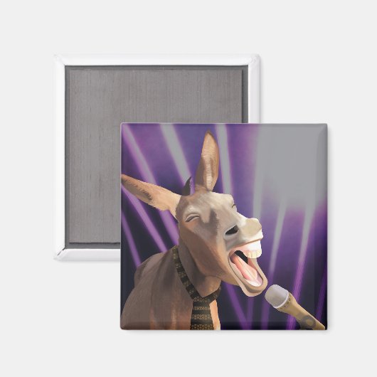 Aimant Drôle chanter âne ferme animal violet Arrière - pl (Recto/Verso)