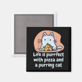 Aimant Drôle Chat Pizza Lover Kitten Cute Chat Hilarious (Recto/Verso)