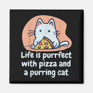 Aimant Drôle Chat Pizza Lover Kitten Cute Chat Hilarious