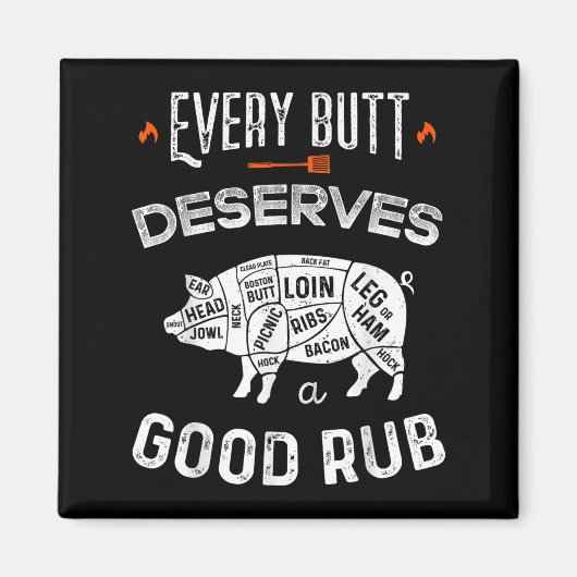 Aimant Drôle Chef Barbecue Chaque Bouton Mérite Un Beau B (Devant)