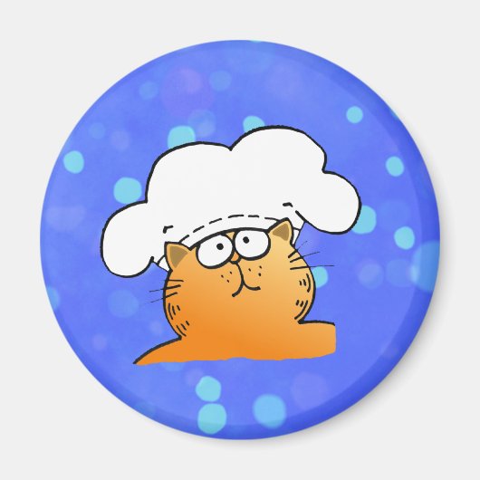 Aimant Drôle Chef | Drôle dessin animé Kitty Chef (Devant)
