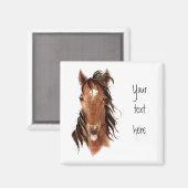 Aimant Drôle Cheval, avec attitude, Aquarelle Humour anim (Recto/Verso)