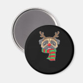 Aimant Drôle Chien de Noël Xmas Reindeer Carlin cadeau de (Recto/Verso)