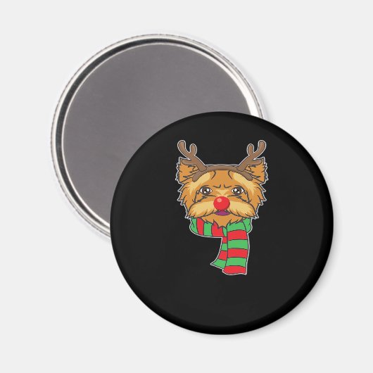 Aimant Drôle Chien de Noël Xmas Reindeer Yorkshire Holida (Recto/Verso)