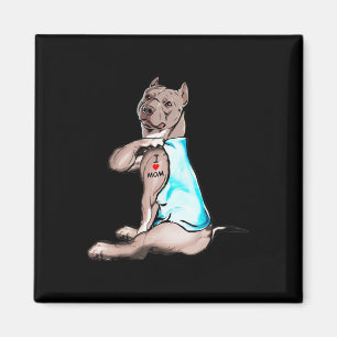 Aimant Drôle Chien Pitbull I Love Maman Tattoo Amoureux d