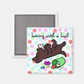 Aimant Drôle Chocolat Labrador Cartoon Polka Point (Recto/Verso)