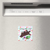 Aimant Drôle Chocolat Labrador Cartoon Polka Point (In Situ (Lave-vaisselle))
