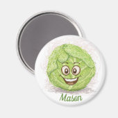 Aimant Drôle Chou vert Dessin Nom personnalisé frigo (Recto/Verso)