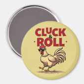 Aimant Drôle "Cluck & Roll" Cool Rooster Conception de de (Recto/Verso)