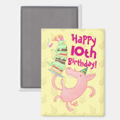 Aimant Drôle Cochon Ajouter L'Âge Géant Caricature Gâteau (Recto/Verso)