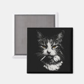 Aimant Drôle Cool Chat Fumer Mème Drôle Cat Ga (Recto/Verso)