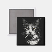 Aimant Drôle Cool Chat Fumer Mème Drôle Cat Ga (Recto/Verso)