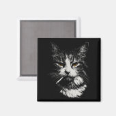 Aimant Drôle Cool Chat Fumer Mème Drôle Cat Ga (Recto/Verso)