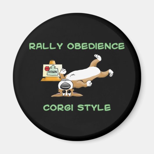 Aimant Drôle Corgi Rallye-o Cartoon (Devant)
