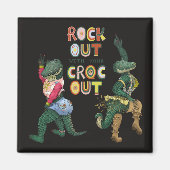 Aimant Drôle Crocodile Pun Rock Out Avec Votre Croc Out (Devant)