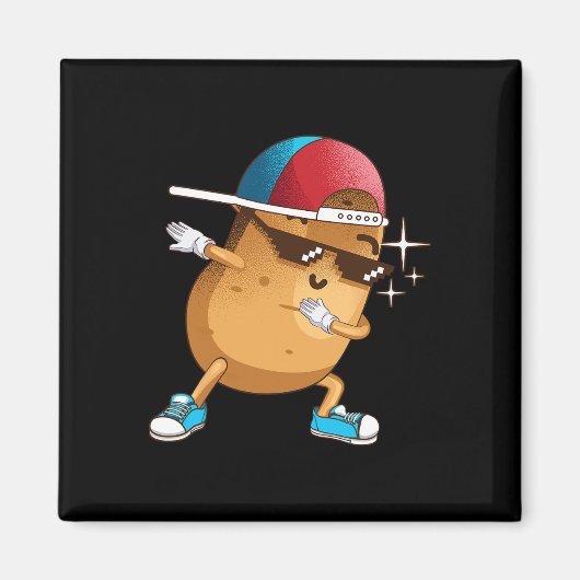 Aimant Drôle Dabbing Potato Cadeau Cool Danser Spuds Hip- (Devant)