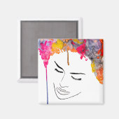 Aimant Drôle dame psychédélique cheveux fou (Recto/Verso)