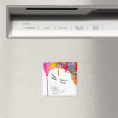 Aimant Drôle dame psychédélique cheveux fou (In Situ (Lave-vaisselle))