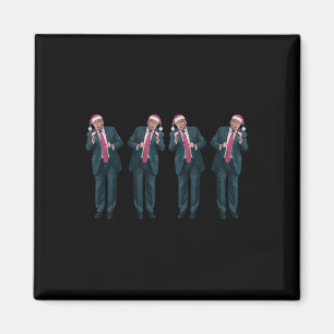 Aimant Drôle Danse Trump Père Noël Noël Sweater Moche Xma