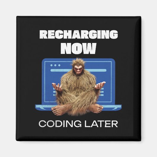 Aimant Drôle de Bigfoot Programmeur Rechargeant Codage Pl (Devant)