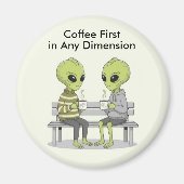 Aimant Drôle de café et d'aliens (Devant)