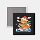 Aimant Drôle de chat Ramen de Noël mangeant des nouilles (Recto/Verso)