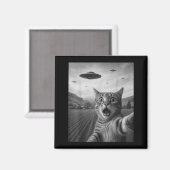 Aimant Drôle de chat surpris selfie avec un chat alien uf (Recto/Verso)