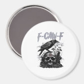 Aimant Drôle de corbeau F-Caw-F Funny Halloween Rétro Cla (Recto/Verso)