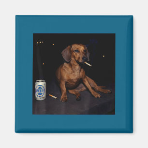 Aimant Drôle de dachshund fumant cigarette bière Gen Z