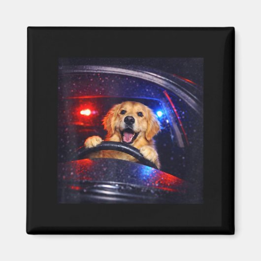 Aimant Drôle de Goldendoodle buvant du café glacé Mem Ani (Devant)