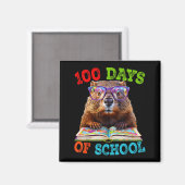 Aimant Drôle de marmotte 100e jour d'école Enseignant Ter (Recto/Verso)