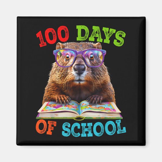 Aimant Drôle de marmotte 100e jour d'école Enseignant Ter (Devant)