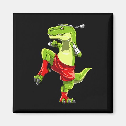 Aimant Drôle de Muay Thai T-rex - Boxe Thaïlandaise  (Devant)