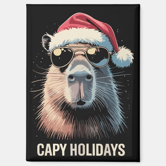 Aimant Drôle de Noël Capy Vacances Xmas Capybara (Recto)