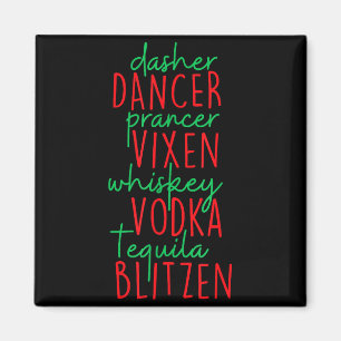 Aimant Drôle de Noël Dasher Danseur Prancer Vixen Whiske