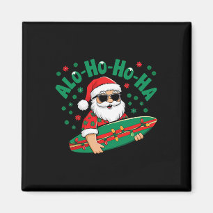 Aimant Drôle de Père Noël hawaïen Alo-ho-ho-ha surfant No