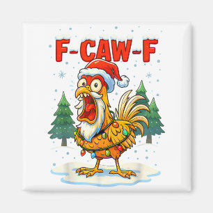 Aimant Drôle de poulet de Noël F-caw-f lumières de Noël S
