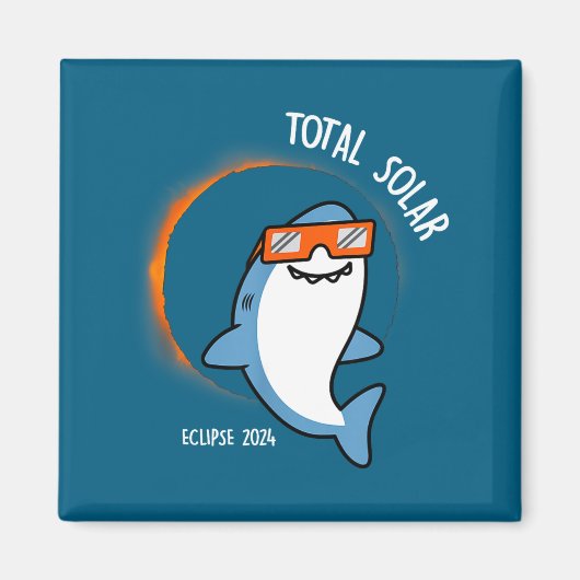 Aimant Drôle de requin blanc regardant l'éclipse solaire  (Devant)