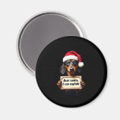 Aimant Drôle de T-shirt de Noël de teckel Cher Père Noël (Recto/Verso)