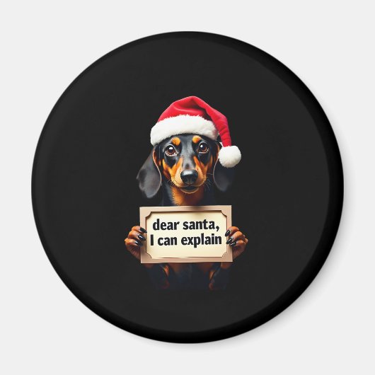 Aimant Drôle de T-shirt de Noël de teckel Cher Père Noël (Devant)