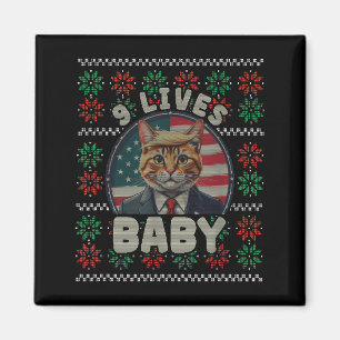 Aimant Drôle de vilain pull de Noël Chat Trump Nine Lives