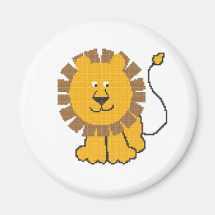 Aimant Drôle dessin animé de point de croix Lion