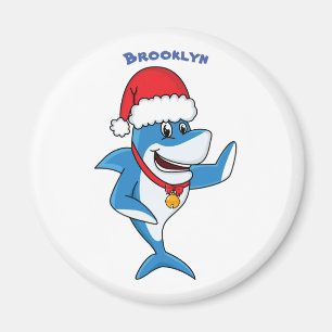 Aimant Drôle dessin animé de requin de Noël